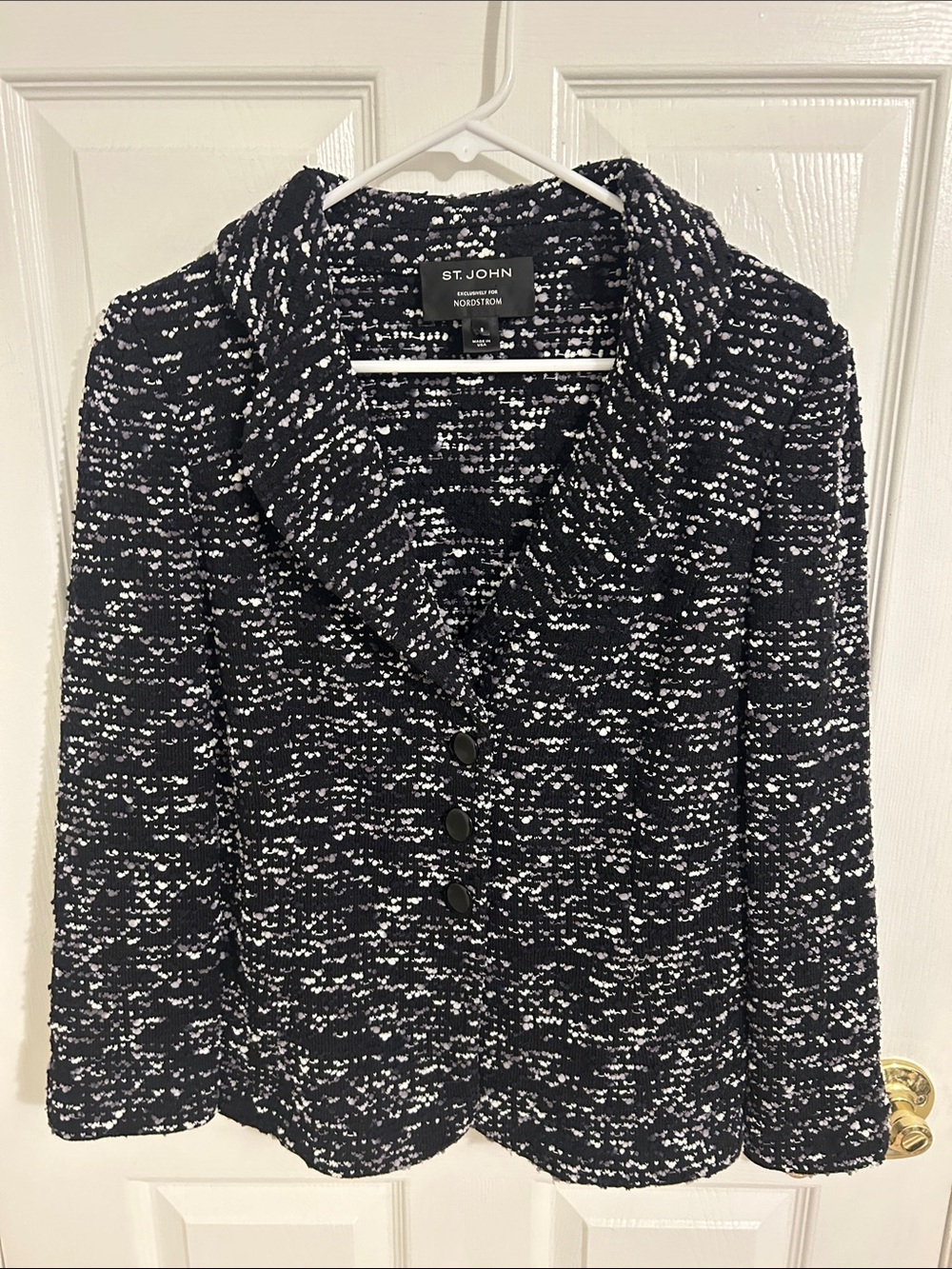 St. John Exclusively for Nordstrom Black White Tweed Blazer Jacket New Size 8